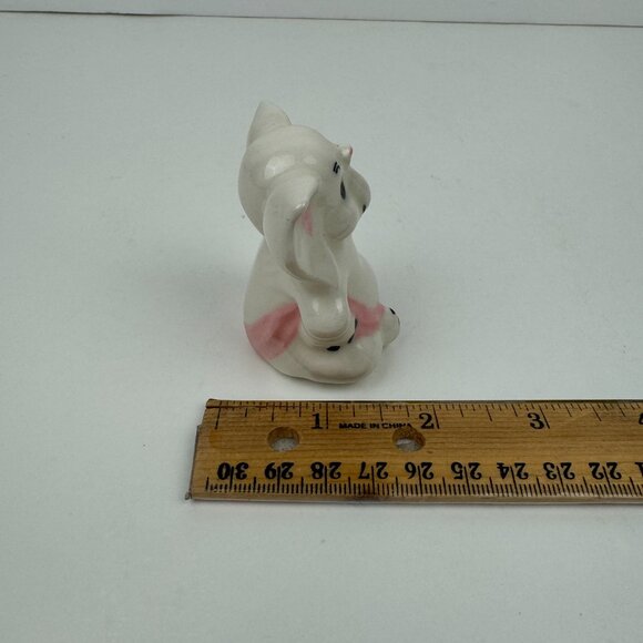 Vtg Sitting Ceramic Porcelain White Elephant Figurine Pink Accents‎ 2.5 in tall - Picture 6 of 10